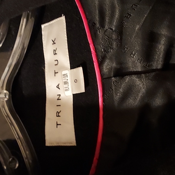 Women's Size 0 Trina Turk Fine Lambswool Blend Double Breasted Pea Coat Black - Picture 2 of 15